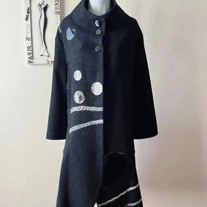Redwood Court Black Patent Leather Vintage Style Coat Size S